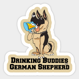 German Shepherd Dog Beer Drinking Buddies Series Cartoon Sticker